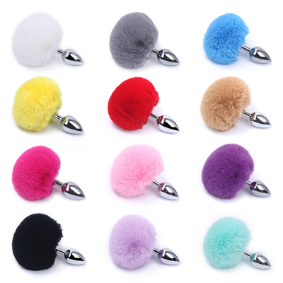 Des jouets sexuels en métal de couleurs variées Plug anal avec queue de lapin