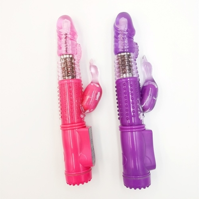 Poussée rechargeable rotation point G Dildo double chatte lapin sexe vagin Vibrator pour femmes Clitoris féminin jouet sexuel