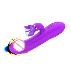 Double vibrateur de chauffage de godemiché de silicone pour le clitoris de tache de la femme G stimuler les jouets adultes de sexe