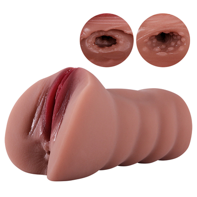 2 dans 1 jouet masculin de sexe de Masturbator pour le chat réaliste de poche des hommes avec le vagin 3D réaliste et la sodomie serrée Stroker