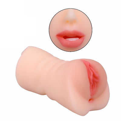 3 dans des jouets masculins doubles de 1 sexe de Masturbator de chat réaliste masculin de poche avec le vagin texturisé de langue de bouche et l'anus serré