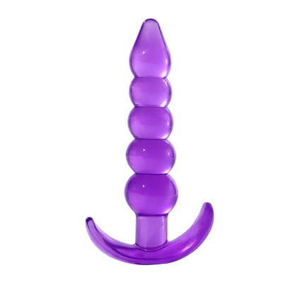 Prise en caoutchouc imperméable flexible de bout de bande de plaisir de pourpre anal inégal de prise avec les perles anales par accroissement lisses