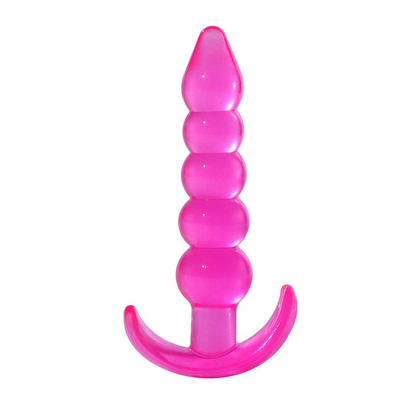 Prise en caoutchouc imperméable flexible de bout de bande de plaisir de pourpre anal inégal de prise avec les perles anales par accroissement lisses