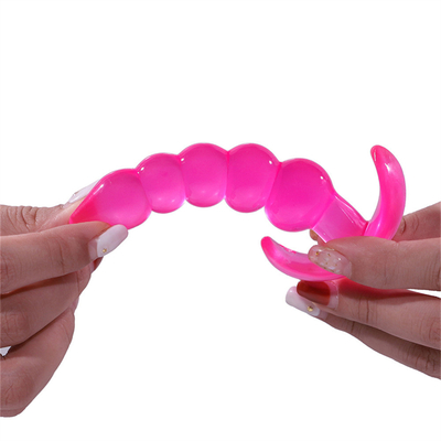 Prise en caoutchouc imperméable flexible de bout de bande de plaisir de pourpre anal inégal de prise avec les perles anales par accroissement lisses