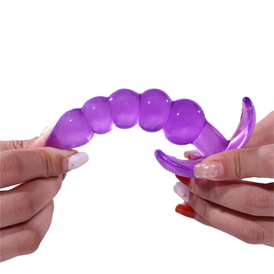Prise en caoutchouc imperméable flexible de bout de bande de plaisir de pourpre anal inégal de prise avec les perles anales par accroissement lisses