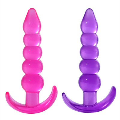 Prise en caoutchouc imperméable flexible de bout de bande de plaisir de pourpre anal inégal de prise avec les perles anales par accroissement lisses