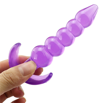 Prise en caoutchouc imperméable flexible de bout de bande de plaisir de pourpre anal inégal de prise avec les perles anales par accroissement lisses