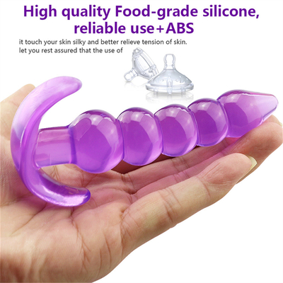 Prise en caoutchouc imperméable flexible de bout de bande de plaisir de pourpre anal inégal de prise avec les perles anales par accroissement lisses