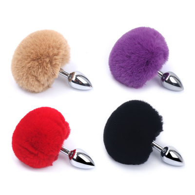 Des jouets sexuels en métal de couleurs variées Plug anal avec queue de lapin