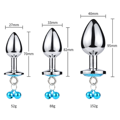 Jouets sexuels anaux Plug Butt en acier inoxydable Crystal 3pcs Set métallique Plug anal avec cloche