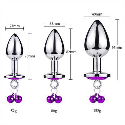 Jouets sexuels anaux Plug Butt en acier inoxydable Crystal 3pcs Set métallique Plug anal avec cloche