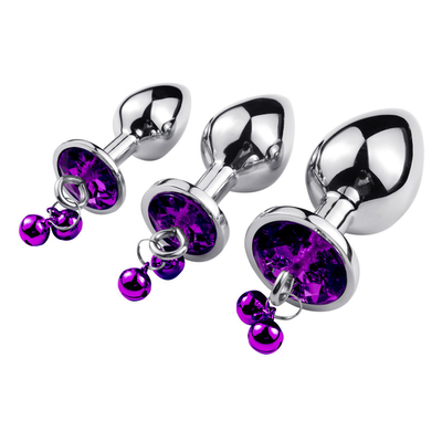 Jouets sexuels anaux Plug Butt en acier inoxydable Crystal 3pcs Set métallique Plug anal avec cloche