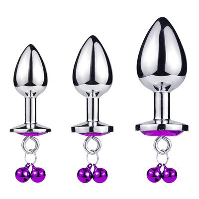 Jouets sexuels anaux Plug Butt en acier inoxydable Crystal 3pcs Set métallique Plug anal avec cloche