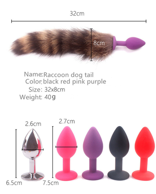 Portables Confortables Jouets anal plugs en silicone queue de renard anal plugs queue jouets anaux femmes