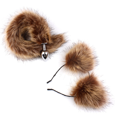 New Style Fox Tail Plug Anal Jouets, Plug Butt Anal, Plug Anal Tail Pour les femmes Fancy Cat Kitty Costume Oreille de fête Capille