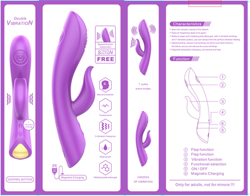 Vibrators à recharge secrète chaude avec fonction de double tapage latéral Végina G Spot Rabbit Vibrator Jouet sexuel adulte pour femmes