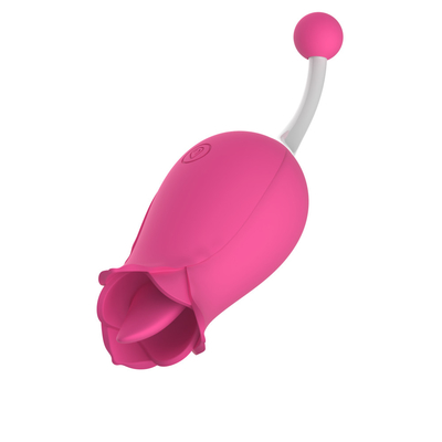 Vibrateur à deux têtes rose, stimulation clitoridienne, massage, vibrateur, lèche de langue, vagin, vibrateur, jouet sexuel pour femmes.