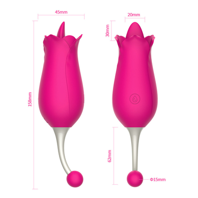 Vibrateur à deux têtes rose, stimulation clitoridienne, massage, vibrateur, lèche de langue, vagin, vibrateur, jouet sexuel pour femmes.