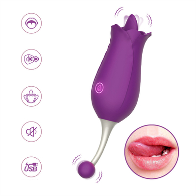 Vibrateur à deux têtes rose, stimulation clitoridienne, massage, vibrateur, lèche de langue, vagin, vibrateur, jouet sexuel pour femmes.