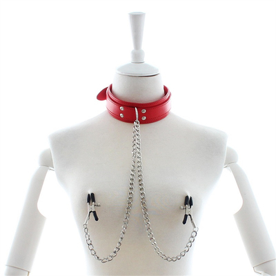 Nouveau collier en cuir avec pince à poitrine, pince à chaîne, couple, jouets sexuels pour femmes, outils sexuels, jeux pour adultes.