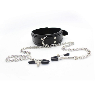 Nouveau collier en cuir avec pince à poitrine, pince à chaîne, couple, jouets sexuels pour femmes, outils sexuels, jeux pour adultes.