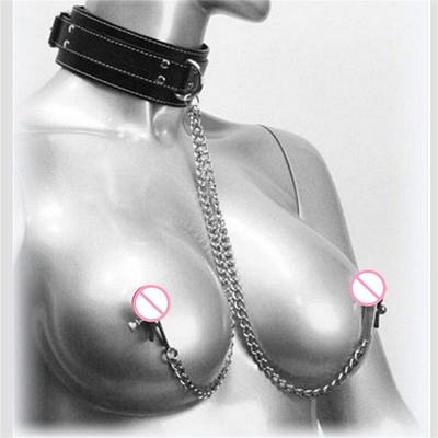 Nouveau collier en cuir avec pince à poitrine, pince à chaîne, couple, jouets sexuels pour femmes, outils sexuels, jeux pour adultes.