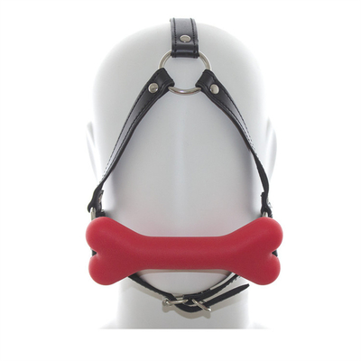 Restreint en cuir Esclave Cosplay Bondage Capuche Tête Harnais Bouche Boule Gag