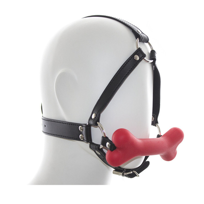 Restreint en cuir Esclave Cosplay Bondage Capuche Tête Harnais Bouche Boule Gag