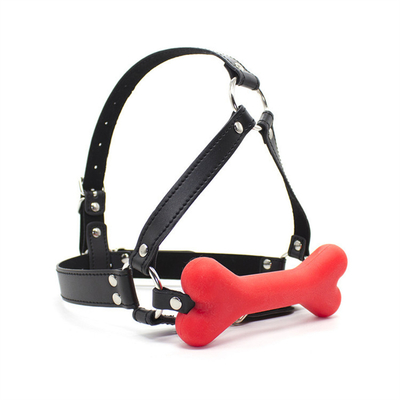 Restreint en cuir Esclave Cosplay Bondage Capuche Tête Harnais Bouche Boule Gag