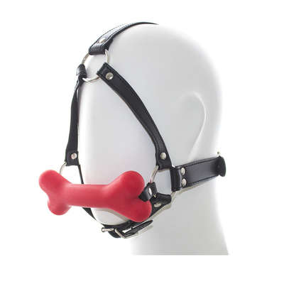 Restreint en cuir Esclave Cosplay Bondage Capuche Tête Harnais Bouche Boule Gag