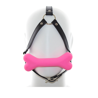 Restreint en cuir Esclave Cosplay Bondage Capuche Tête Harnais Bouche Boule Gag