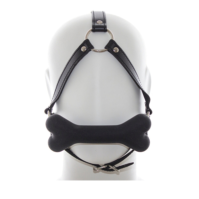 Restreint en cuir Esclave Cosplay Bondage Capuche Tête Harnais Bouche Boule Gag