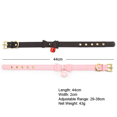 Jouets sexuels pour adultes Chien rose cloche bowknot trou en or épingle en cuir doux boucle de cou manche noire cou manche collier