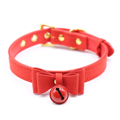 Jouets sexuels pour adultes Chien rose cloche bowknot trou en or épingle en cuir doux boucle de cou manche noire cou manche collier