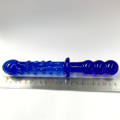 Dildos en verre Massageur de prostate bleu Dildos en verre cristallin Jouets sexuels pour femmes