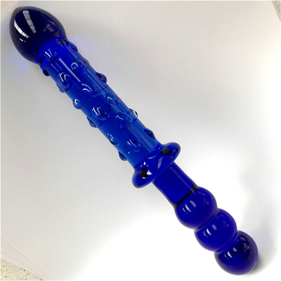 Dildos en verre Massageur de prostate bleu Dildos en verre cristallin Jouets sexuels pour femmes