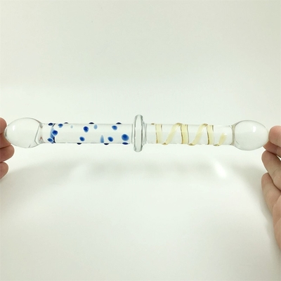 Dildos en verre à double tête, avec une prise de cul anal, avec un grand gode en verre pyrex pour femmes.