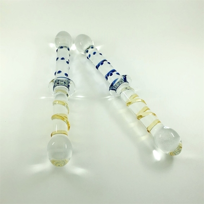 Dildos en verre à double tête, avec une prise de cul anal, avec un grand gode en verre pyrex pour femmes.