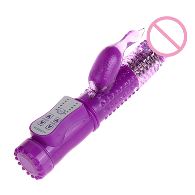 Poussée rechargeable rotation point G Dildo double chatte lapin sexe vagin Vibrator pour femmes Clitoris féminin jouet sexuel