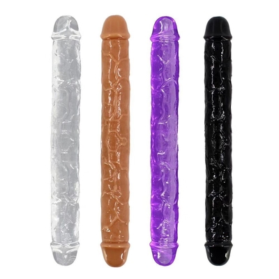 Super doux TPE à deux têtes Dildo Jouet sexuel réaliste Pénis pour femme