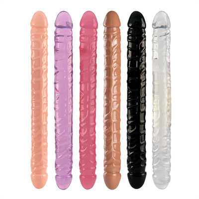 Jellies-réalistes Double Dong Adult Dildo Jouets sexuels pour lesbiennes étanche Dildos flexibles pour les femmes