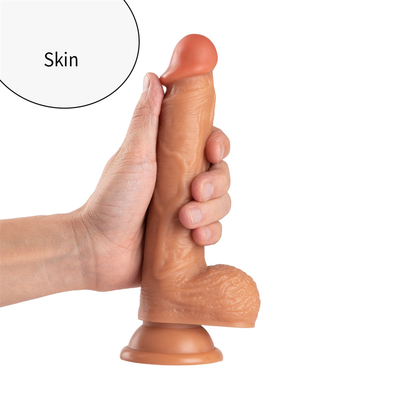 Une peau réaliste, un dildo, un gros pénis, une grosse cuillère à succion, des jouets sexuels pour femme, une masturbation féminine.