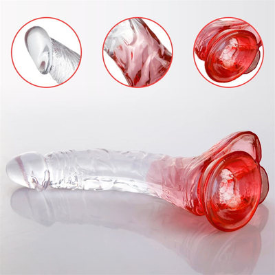 Pénis artificiel à la gelée douce de différentes tailles jouet de bite pour adulte pénis en caoutchouc de cristal coloré gros dildo réaliste pour femme