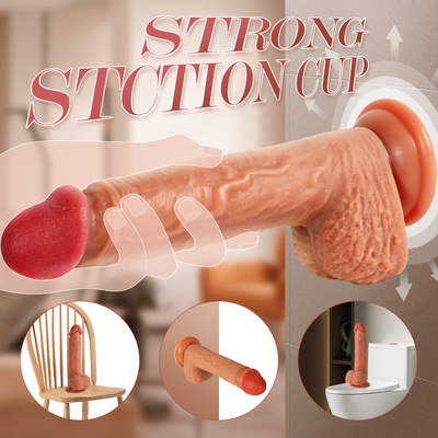 Dildos réalistes pour les femmes avec une base de tasse d'aspiration élargie Coq flexible avec un arbre incurvé et des boules pour le point G et A du vagin