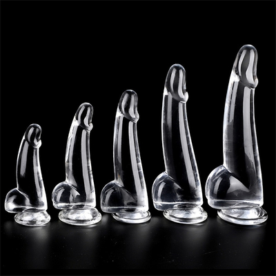 Dildos réalistes clairs 8,6 pouces Transparent Petit Glances Grands épais Dildos avec une tasse d'aspiration Jelly flexible Pénis Dong Sexe à