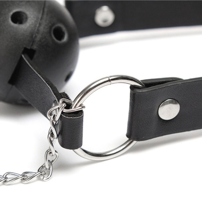 Fabrique en gros de la bande de couple jeu de sexe bouche ouverte boule gag avec pinceau de mamelon