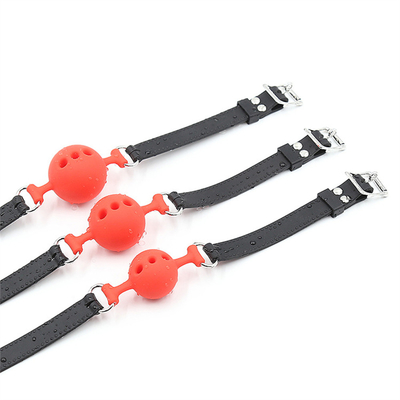 Bouchon à bille en silicone, Bouchon à bouche respirant avec ceinture en silicone pour le jeu des adultes