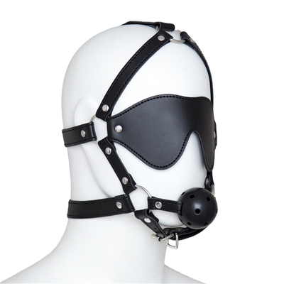 Couvre-chef, masque pour les yeux, harnais, bouche ouverte BDSM