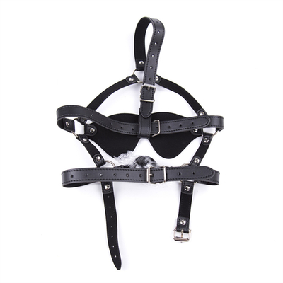 Couvre-chef, masque pour les yeux, harnais, bouche ouverte BDSM