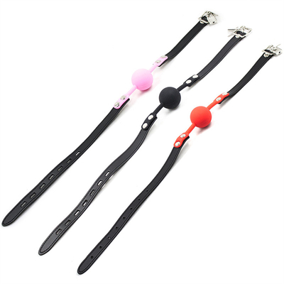 Jouets de verrouillage Jeux pour adultes Fétichisme Bouche de silicone Boule de gueule en pou Leather Bondage Restrictions Rose Rouge Noir Couleur